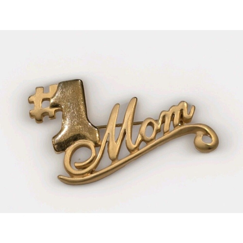 #1 Mom Brooch Pin Gold Tone Mother Mother's Day Family Gift #1244